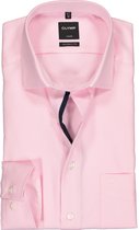 OLYMP Luxor modern fit overhemd - roze met wit mini dessin (contrast) - Strijkvrij - Boordmaat: 38