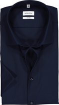 Seidensticker shaped fit overhemd - korte mouw - donkerblauw - Strijkvrij - Boordmaat: 45