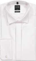 OLYMP Luxor modern fit overhemd - smoking overhemd - wit - structuur stof met een wing kraag - Strijkvrij - Boordmaat: 38