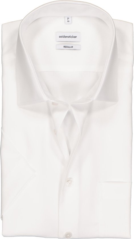 Seidensticker regular fit overhemd - korte mouw - wit - Strijkvrij - Boordmaat: 40