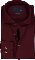 Profuomo Originale slim fit jersey overhemd - knitted shirt pique - bordeaux rood melange - Strijkvrij - Boordmaat: 41