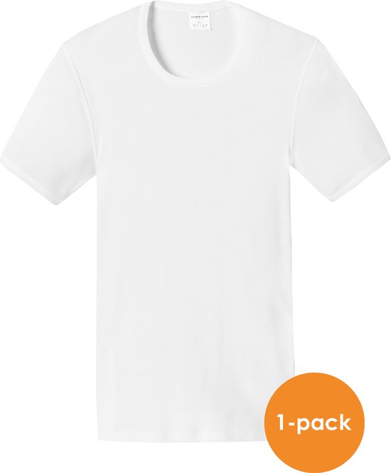 SCHIESSER Essentials T-shirt (1-pack) - Doppelribb met O-hals - wit - Maat: L