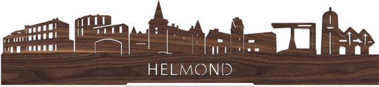 Standing Skyline Helmond Notenhout - 60 cm - Woondecoratie design - Decoratie om neer te zetten en om op te hangen - Meer steden beschikbaar - Cadeau voor hem - Cadeau voor haar - Jubileum - Verjaardag - Housewarming - Interieur - WoodWideCities