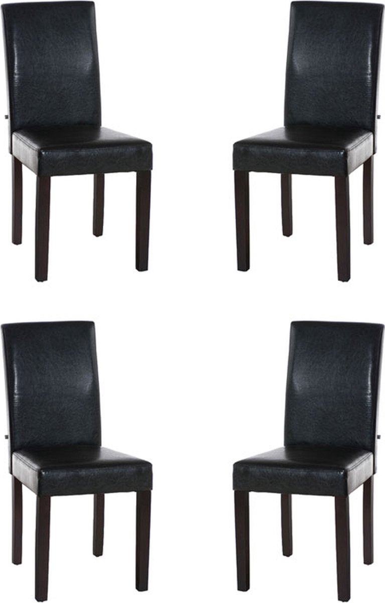 CLP Ina Set van 4 Eetkamerstoelen - Kunstleer bruin donkerbruin