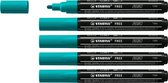 STABILO FREE - Marker Acryl - T300 - Pointe Ronde - 2-3 mm - Vert Turquoise - Boîte de 5 pièces