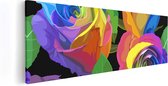 Artaza Canvas Schilderij Kleurrijke Rozen - Bloemen - Abstract - 120x40 - Groot - Foto Op Canvas - Canvas Print