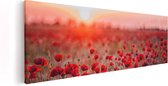 Artaza - Peinture sur toile - Champ de fleurs de coquelicots rouges Coucher de soleil - 120 x 40 - Groot - Photo sur toile - Impression sur toile