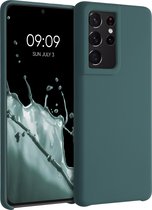 kwmobile telefoonhoesje geschikt voor Samsung Galaxy S21 Ultra - Hoesje met siliconen coating - Smartphone case in blauwgroen