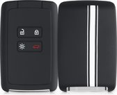 kwmobile autosleutel hoesje voor Renault 4-knops Smartkey autosleutel (alleen Keyless Go) - Autosleutel behuizing in wit / zwart - Rallystrepen design