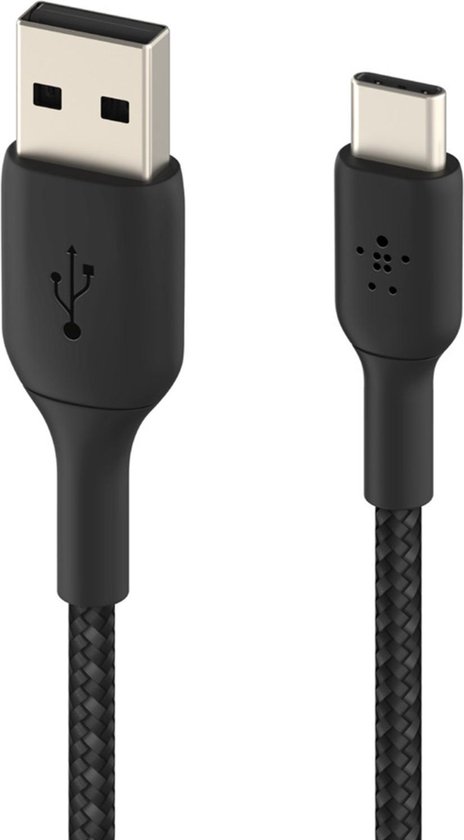 Belkin Braided USB-C naar USB-A kabel - 1m - zwart