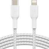 Belkin Braided iPhone Lightning naar USB-C kabel - 2m - wit