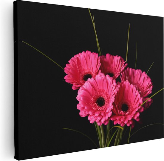 Artaza Canvas Schilderij Roze Gerbera Bloemen - 80x60 - Foto Op Canvas - Canvas Print