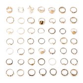 Luxore Ringenset met 56 Stuks Gouden Ringen – Goudkleurige Sieraden Set - Dames & Vrouwen - Moederdag Geschenkset & Cadeautje