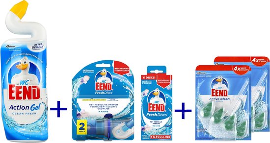 WC eend - action gel - oceaan toiletreiniger 750ml + discs holder en ...