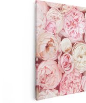 Artaza Canvas Schilderij Witte Roze Rozen Boeket - Bloemen - 80x120 - Groot - Foto Op Canvas - Canvas Print
