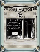 70 x 90 cm - Cadre miroir avec impression - Boutique Louis Vuitton - impression sous verre