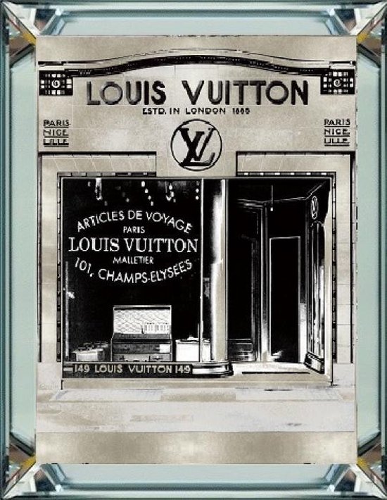 70 x 90 cm - Spiegellijst met prent - Louis Vuitton winkel - prent achter glas