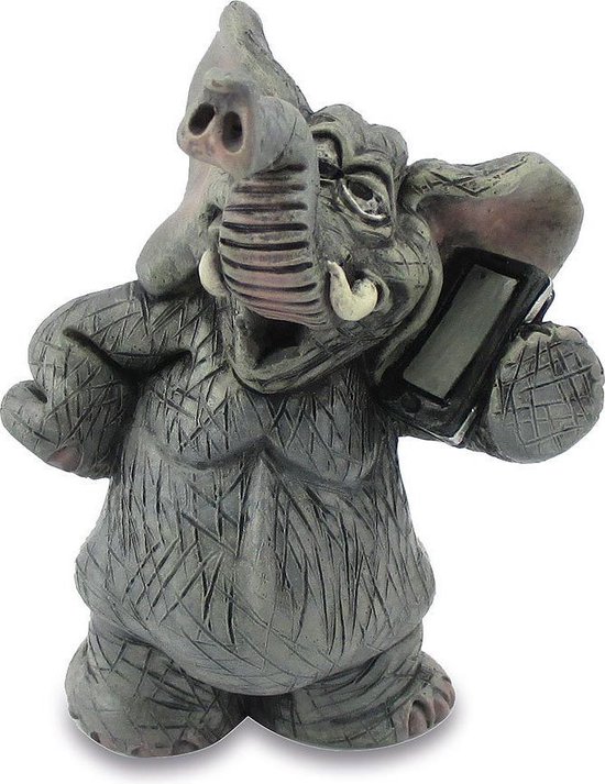 grappige beelden collectie - olifant manager - olifant aan de telefoon - grappige beeldje - 8 cm hoog – polyresin
