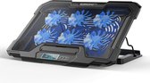 Tech Nique Professionele Laptop Cooler – Universele Laptop Koeler & Houder – 6 Blauwe LED Ventilatoren - tot 17 Inch – USB - Zwart