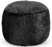 Drop & Sit Furry Poef - Zwart - 40 x 40 cm - Voor Binnen