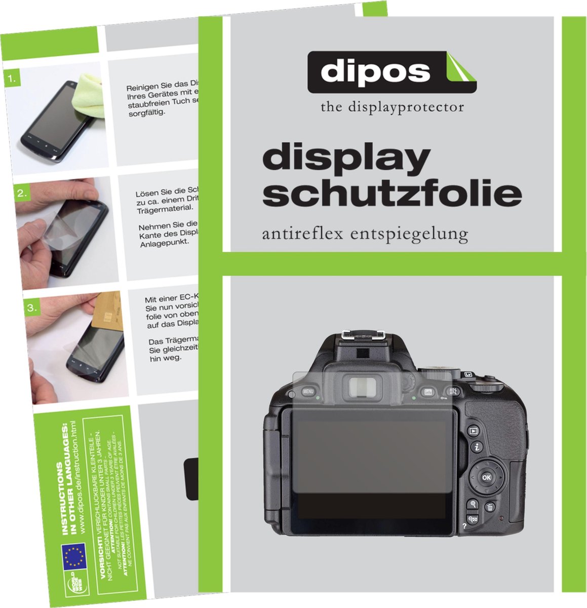 dipos I 2x Beschermfolie mat compatibel met Nikon 5500 Folie screen-protector