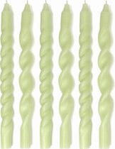 TWIST'D - Gedraaide kaarsen set - lime green - 6 stuks - 29 cm - dinerkaars - kaarsen - twisted candles - swirl kaarsen