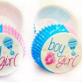 Pak met 100 cupcake bakjes Boy or Girl - genderreveal - babyshower - kraamfeest - cupcake