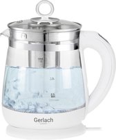 Gerlach 1296 - Waterkoker Glas LED  /  1,5 L - met temp. controle en thee-ei