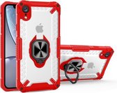 Matte TPU + PC magnetische schokbestendige hoes met ringhouder voor iPhone XR (rood)