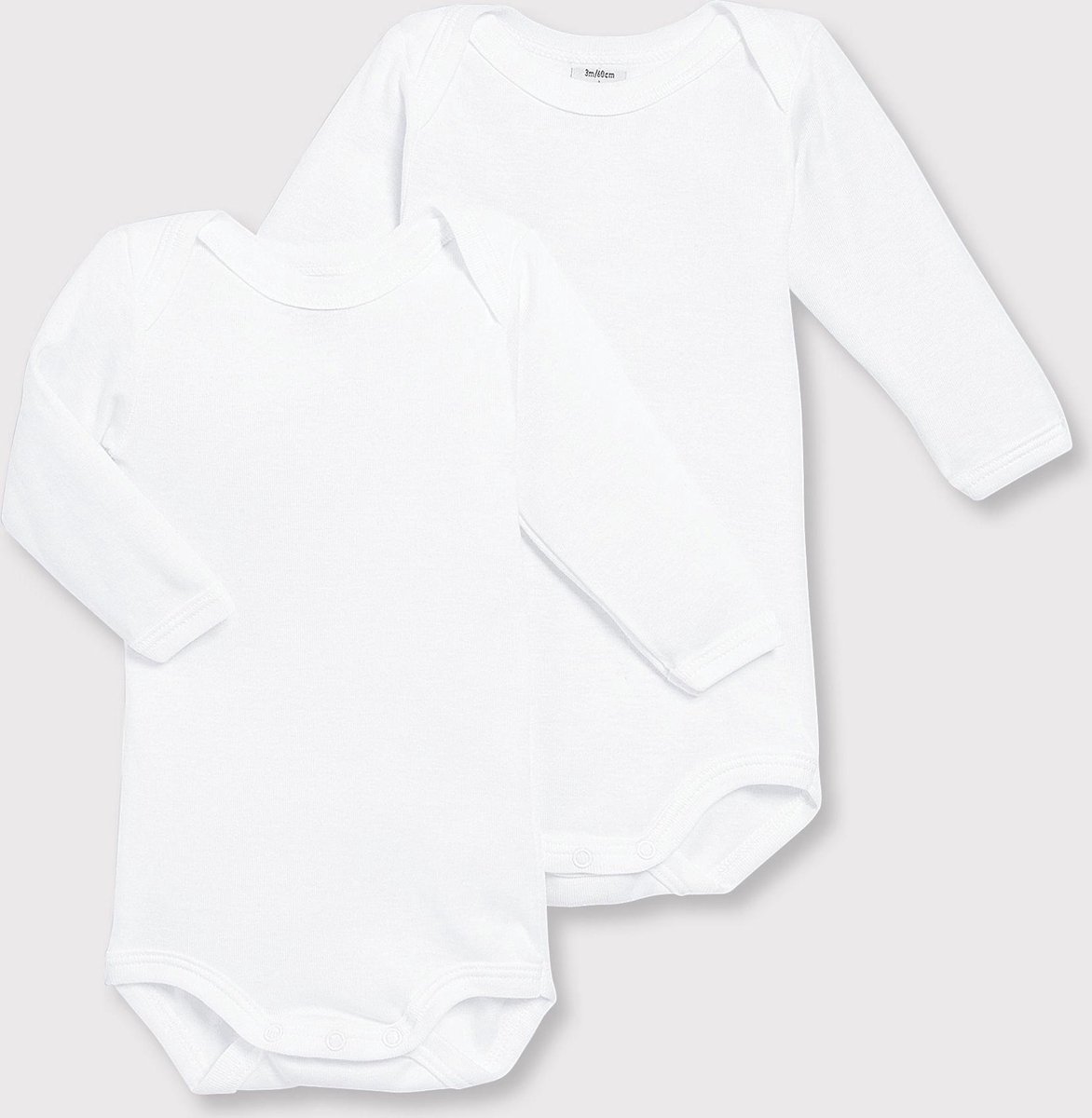Petit Bateau Set van 2 baby rompers met lange mouwen
