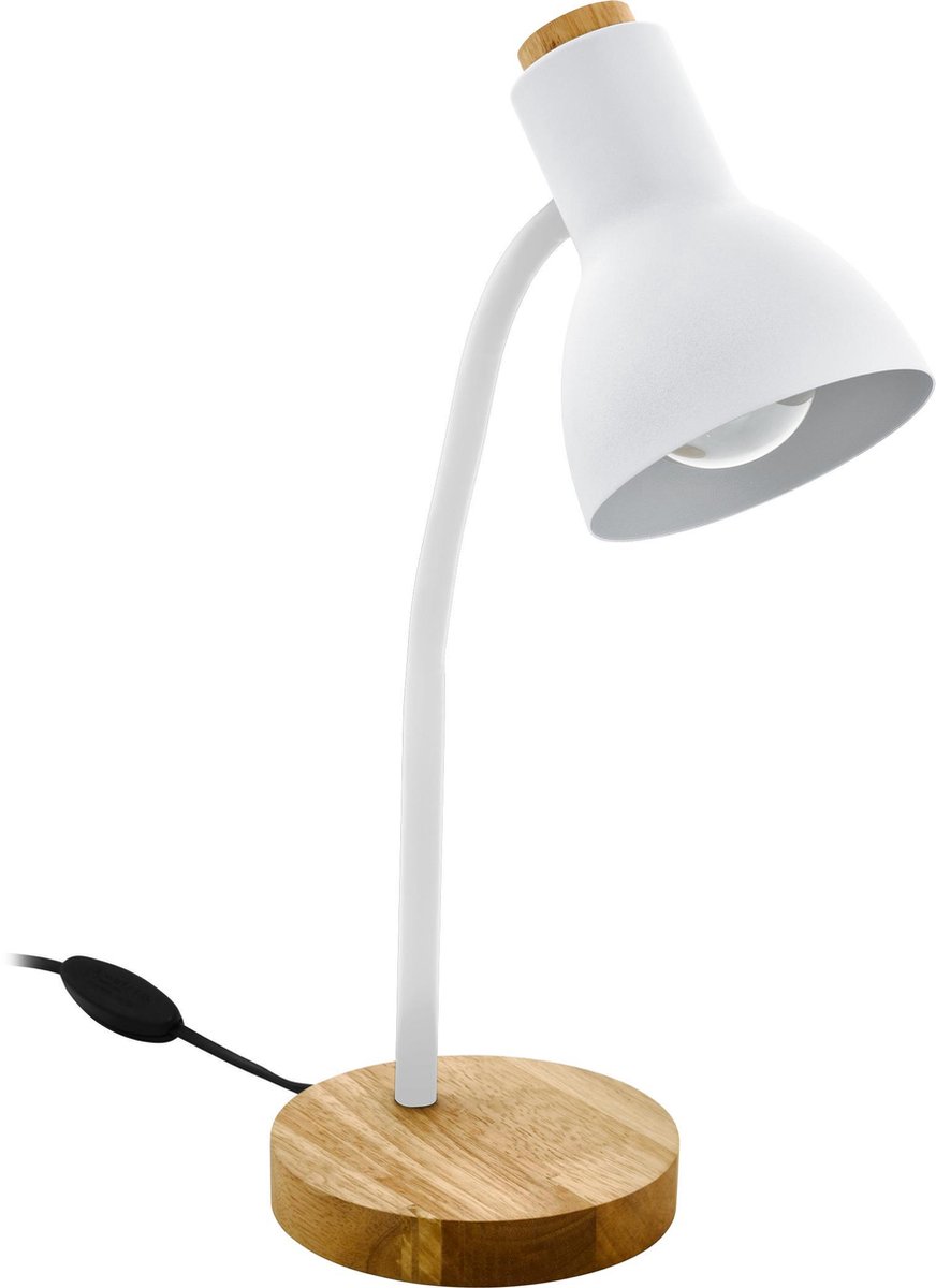 EGLO Veradal Tafellamp - E27 - Kunststof;Hout - Wit;Bruin