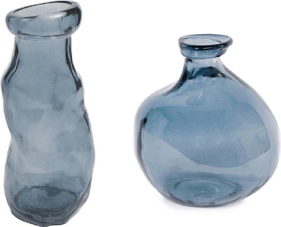CADEAUX AMSTERDAM Vases simplicité - lot de 2 - verre - bleu | bol.com