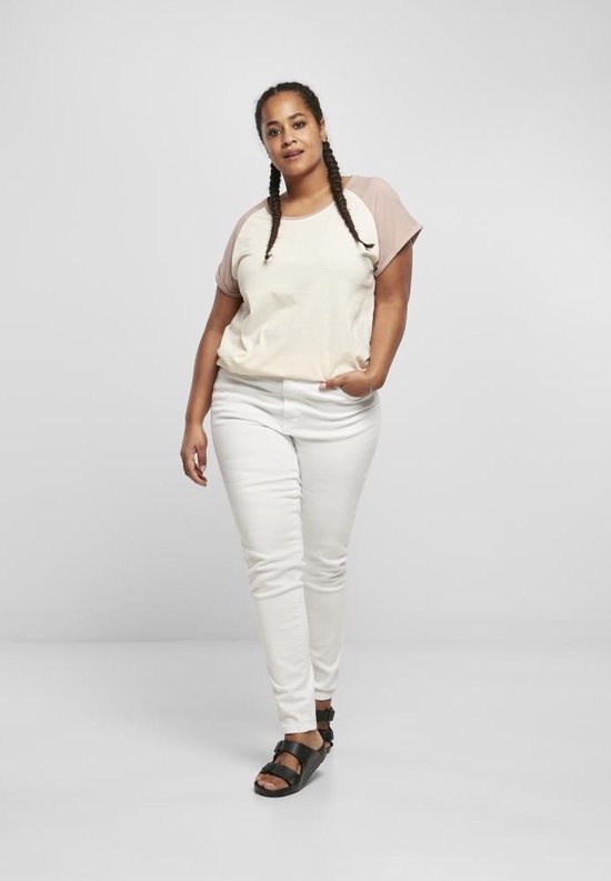 Urban Classics Tshirt Femme -2XL- Contraste Raglan Crème/Rose