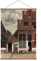 Poster In Posterhanger - Gezicht op huizen in Delft - Kader Hout - Vermeer - 70x50 cm - Ophangsysteem