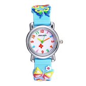 Kinder Horloge | Vlinder / Butterfly Blauw | 3D Siliconen | Ø 28 mm