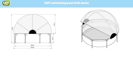EXIT Stone Frame Zwembad ø300 - Opzetzwembad - met Filterpomp & Overkapping - Rond - Grijs