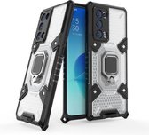 Voor OPPO Reno6 Pro + 5G Space PC + TPU-ringhouder beschermhoes (wit)