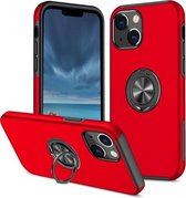 PC + TPU schokbestendige magnetische beschermhoes met onzichtbare ringhouder voor iPhone 13 Pro (rood)