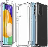 MP Case Shock Proof Samsung Galaxy A52 TPU Transparent Anti-Shock + 2x Screenprotector Tempered Glass