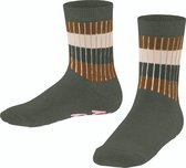Multi Stripe Rib Slofsokken voor meisjes en jongens biologisch zacht mid-rise met rib warm comfortabel antislip met nopjes Organisch Katoen Groen Kinderen sokken - Maat 27-30