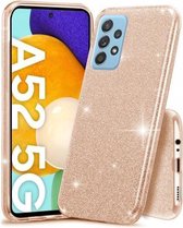 Samsung Galaxy A52 (4G & 5G) / A52s Hoesje Glitters Siliconen TPU Case Goud - BlingBling Cover