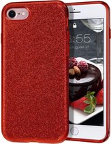 hoesje Geschikt voor: iPhone 8 / iPhone 7 / iPhone SE 2020 Hoesje Glitters Siliconen TPU Case rood - BlingBling Cover