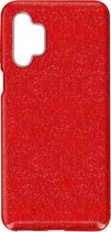 Samsung Galaxy A32 5G Hoesje Glitters Siliconen TPU Case rood - BlingBling Cover