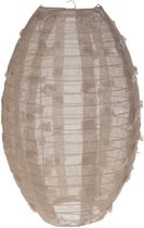 Lampion ovaal - linnen - beige zacht roze - sfeervol - stoffen versiering - lampenkap - 35 cm