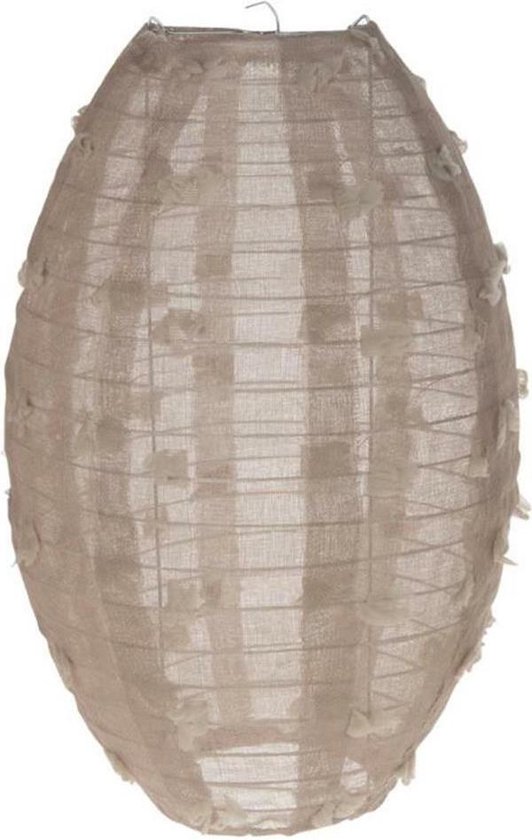 Plunderen verschijnen preambule Lampion ovaal - linnen - beige zacht roze - sfeervol - stoffen versiering -  lampenkap... | bol.com