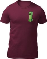 Creeper - Minecraft Heren T-Shirt -Getailleerd- Katoen - Ronde Hals - PC Gaming Accessoires