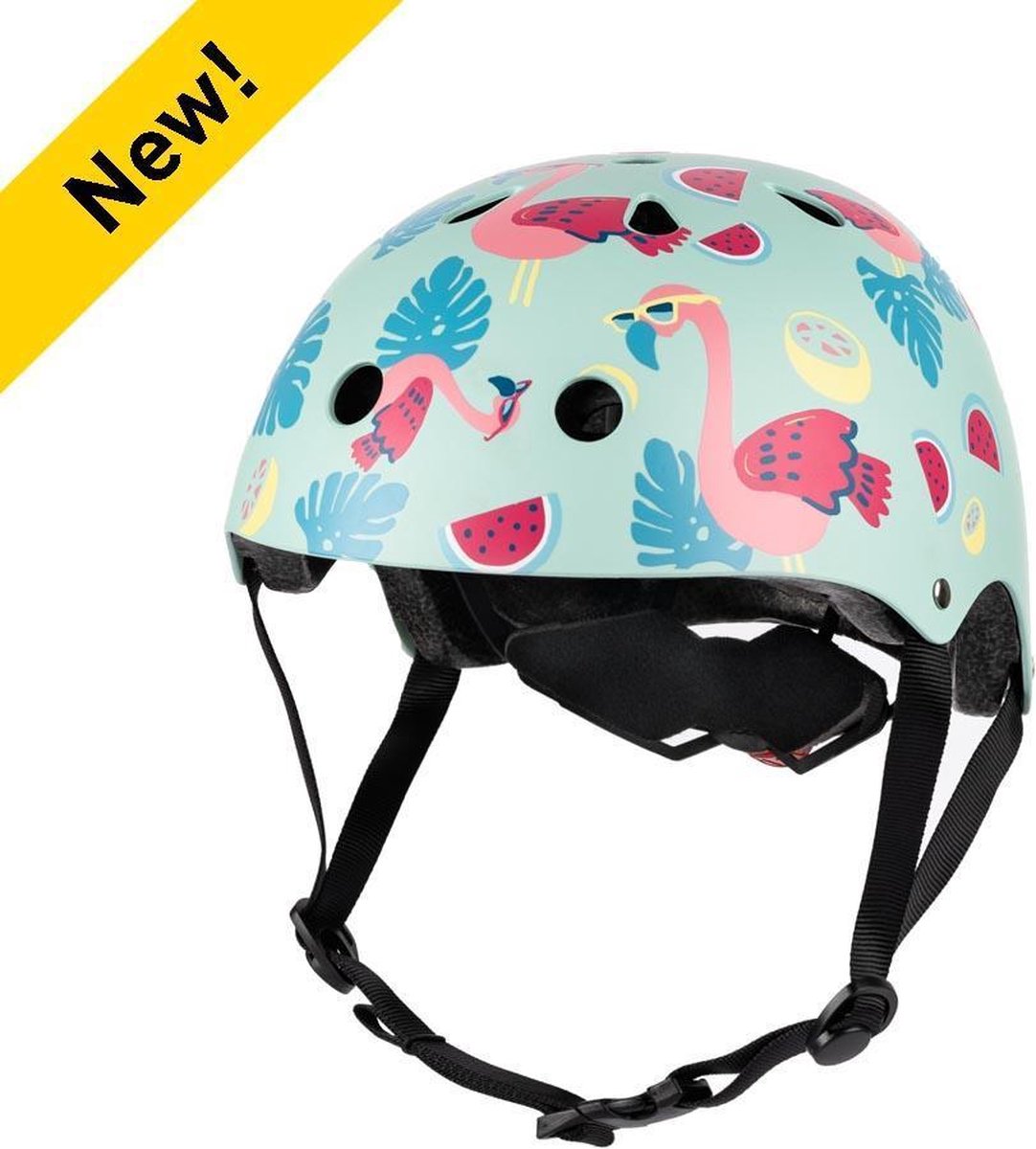 Mini Hornit Lids Fietshelm voor Kinderen met LED achterlicht - Flamingo (M)