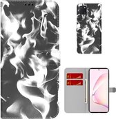 Voor Samsung Galaxy Note10 Lite/A81 Cloud Fog Patroon Horizontale Flip Lederen Case met Houder & Kaartsleuf & Portemonnee (Zwart)