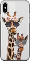 iPhone X/XS transparant hoesje - Giraffe | Apple iPhone Xs case | TPU backcover transparant