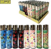 Clipper Aanstekers- 48 stuks- Emoji Vuursteen aansteker - na vulbaar